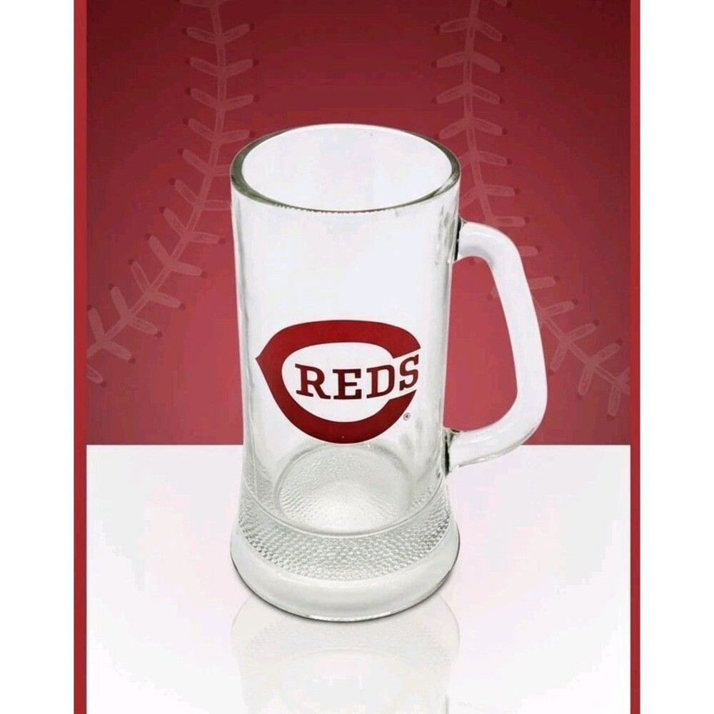 VINTAGE Cincinnati Reds Glass Beer Mug Stein 6" The Big Red Machine MLB